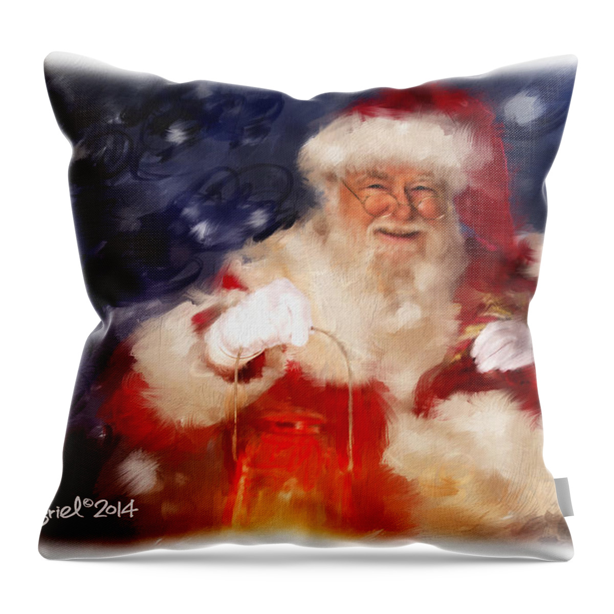 Painting Throw Pillow featuring the painting Santa is Comin' To Town by Ted Azriel