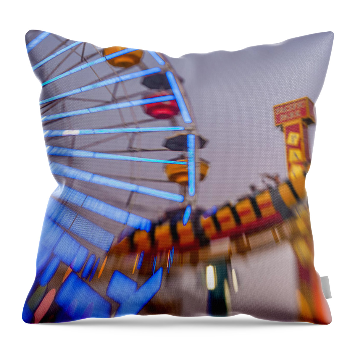 Carousel Throw Pillow featuring the photograph Now I know it was a dream Santa Monica Ferris Wheel by Scott Campbell