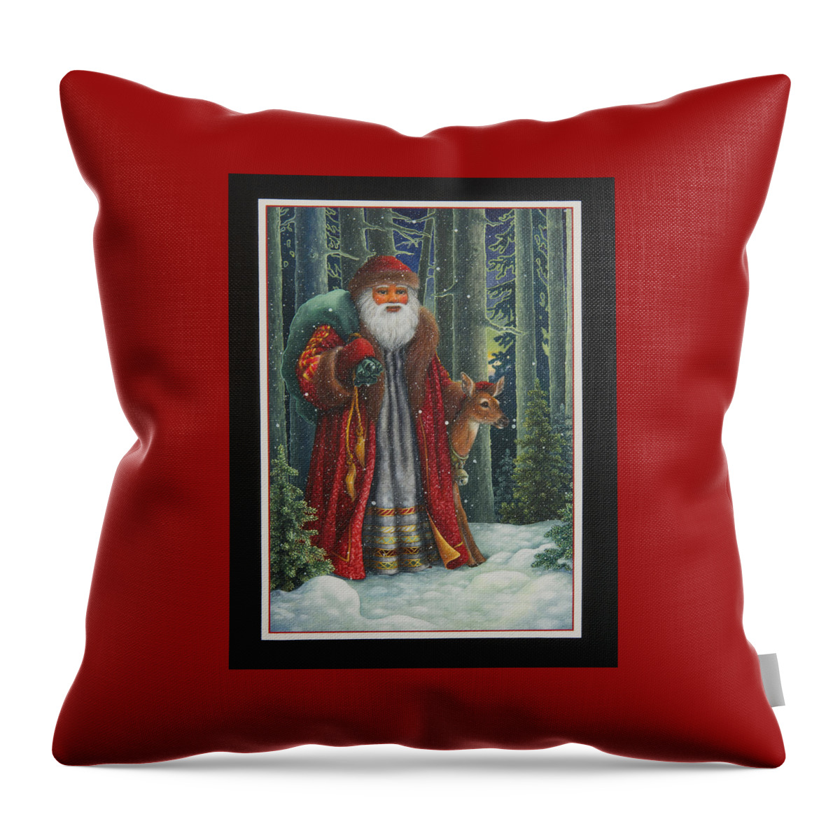 Santa Claus Throw Pillow featuring the painting Santa's Journey by Lynn Bywaters