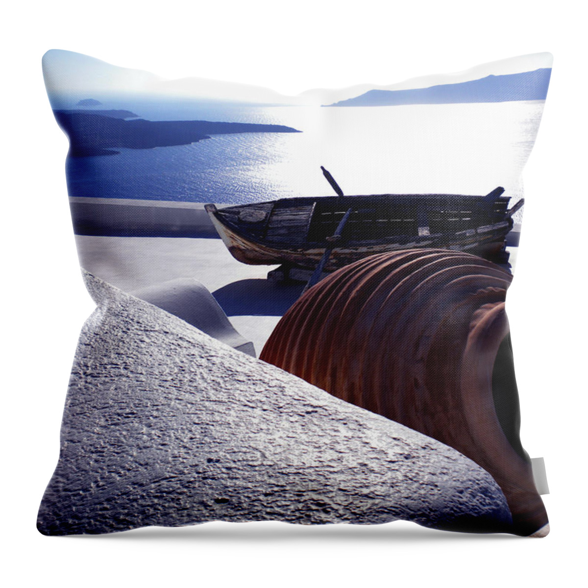 Coletteguggenheim Throw Pillow featuring the photograph Santorini Island Early Sunset View Greece by Colette V Hera Guggenheim
