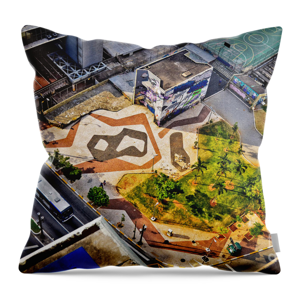 Geometria Throw Pillow featuring the photograph Sao Paulo Downtown - Geometry of Public Spaces by Carlos Alkmin
