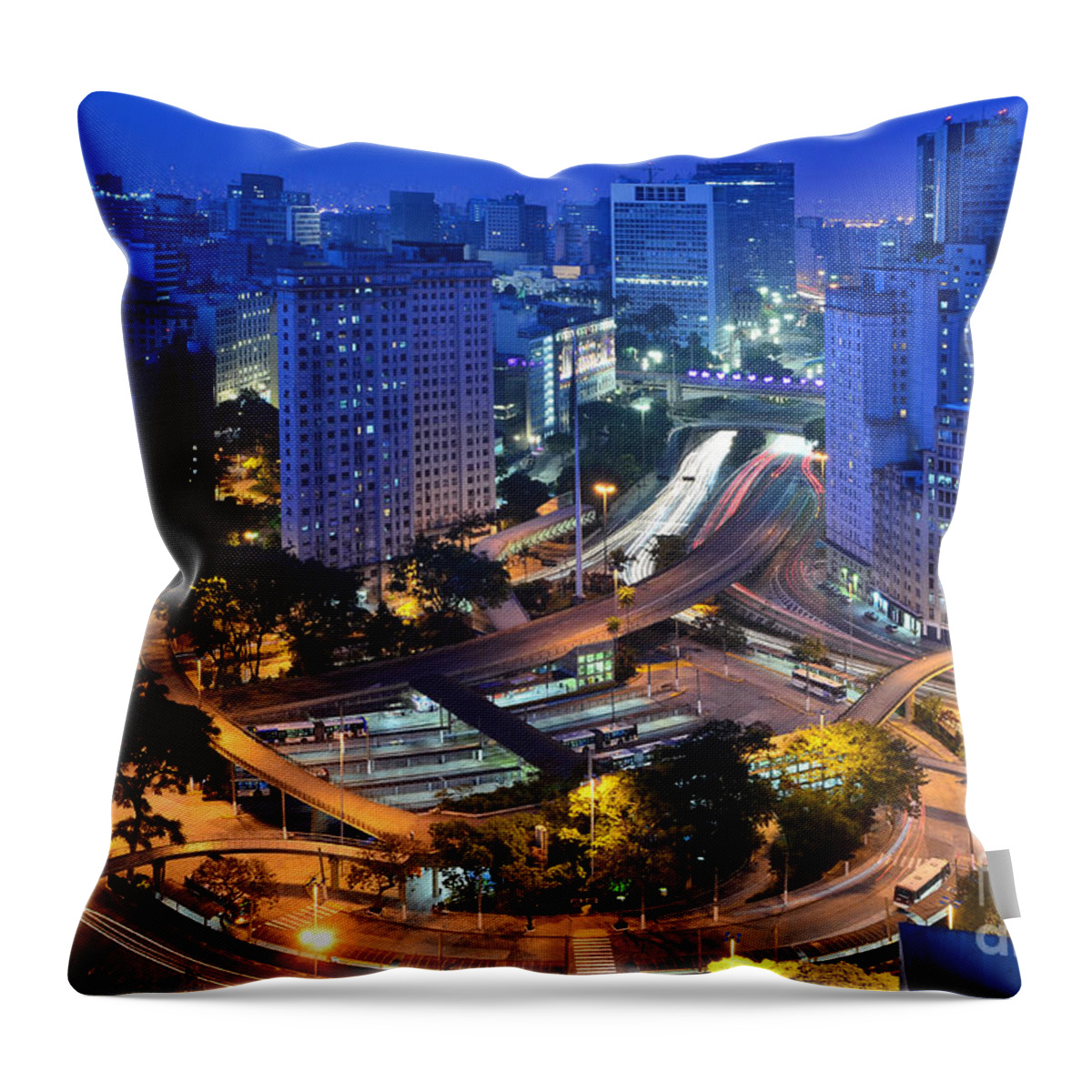 Saopaulo Throw Pillow featuring the photograph Sao Paulo Skyline - Downtown by Carlos Alkmin