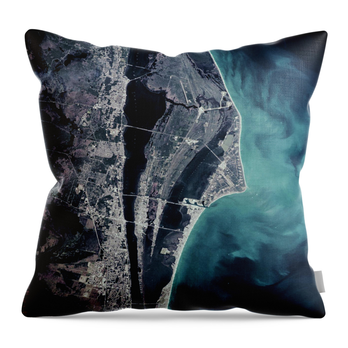 Photography Throw Pillow featuring the photograph Satellite View Of Cape Canaveral by Panoramic Images