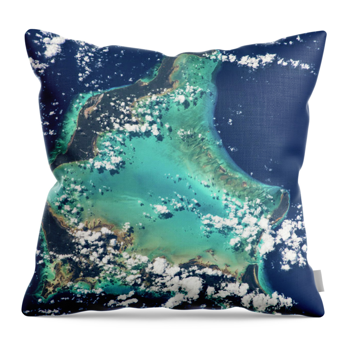 Photography Throw Pillow featuring the photograph Satellite View Of Turks And Caicos by Panoramic Images