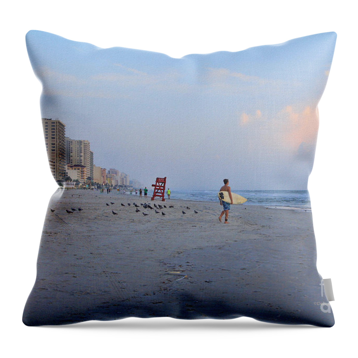 Beach Throw Pillow featuring the photograph Saturday Morning Surfer by Deborah Benoit