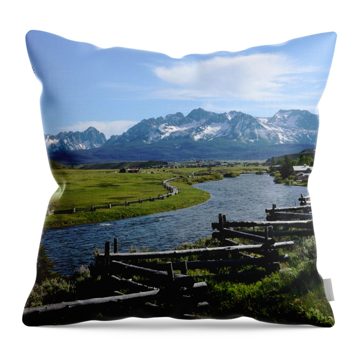 River Throw Pillow featuring the photograph Sawtooths over the Salmon River by Link Jackson