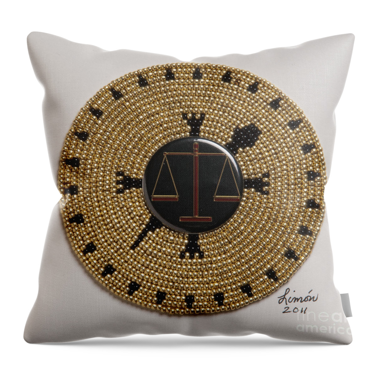 Beadwork Throw Pillow featuring the digital art Scales of Justice by Douglas Limon