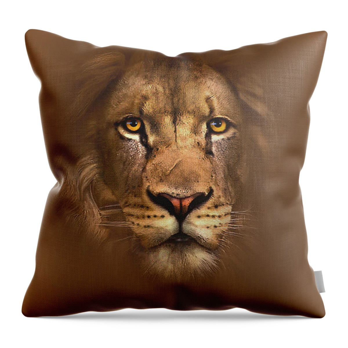Lion Throw Pillow featuring the painting Scarface Lion by Robert Foster