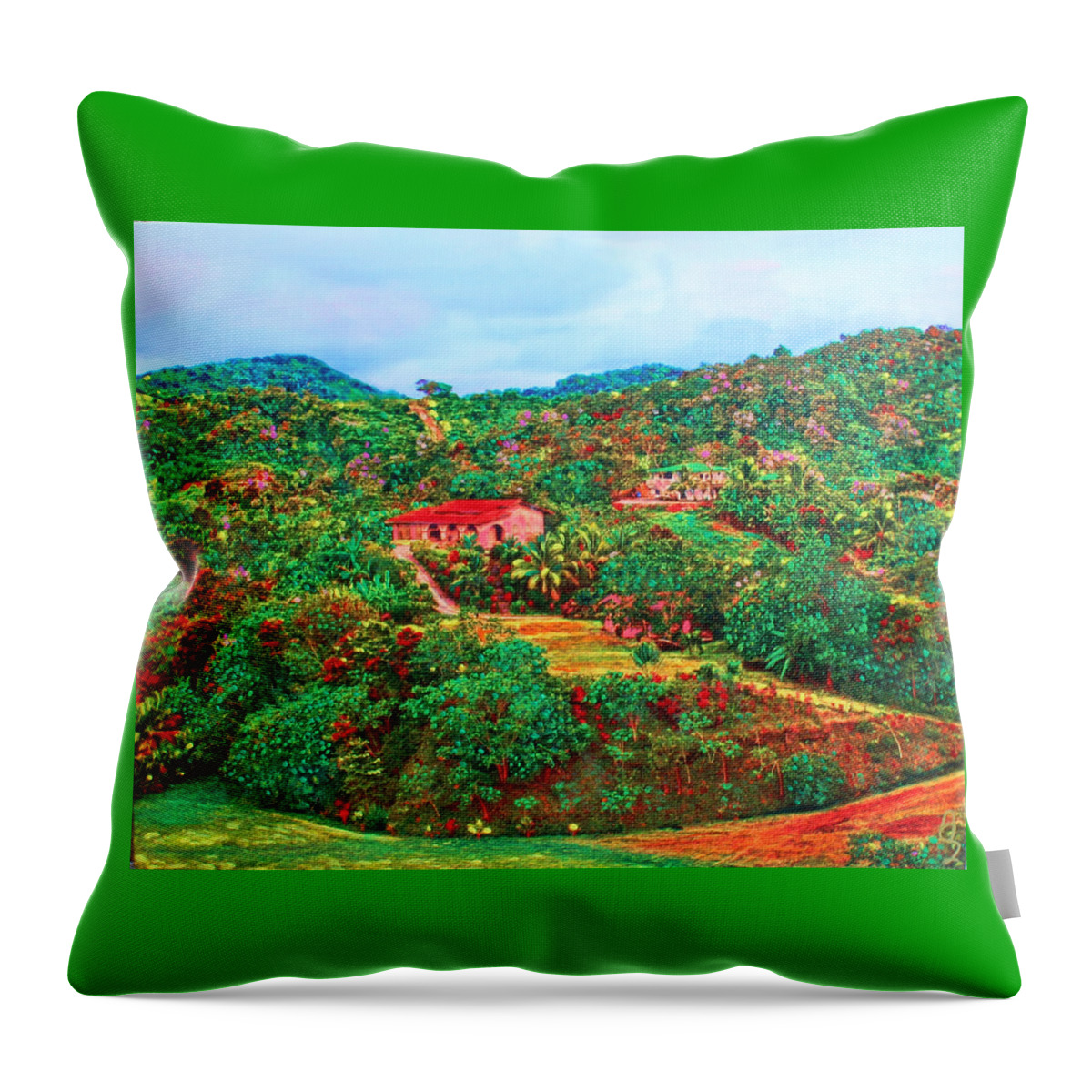 Mahogany Bay Throw Pillow featuring the painting Scene From Mahogony Bay Honduras by Deborah Boyd