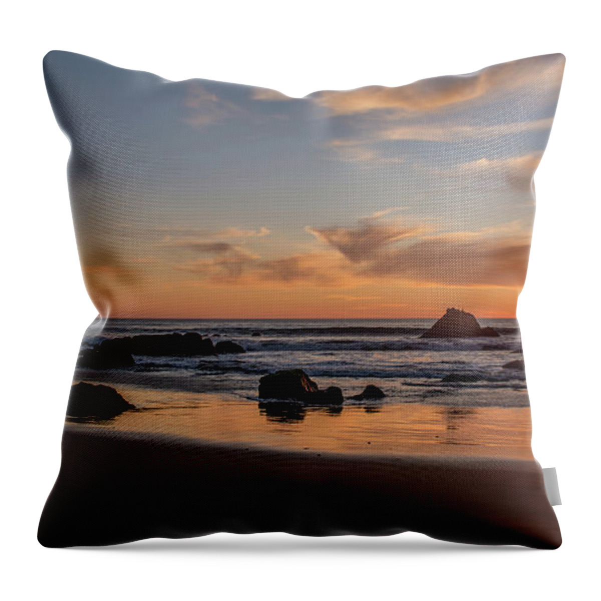 Photography Throw Pillow featuring the photograph Scenic View Of Beach At Sunset, San by Panoramic Images