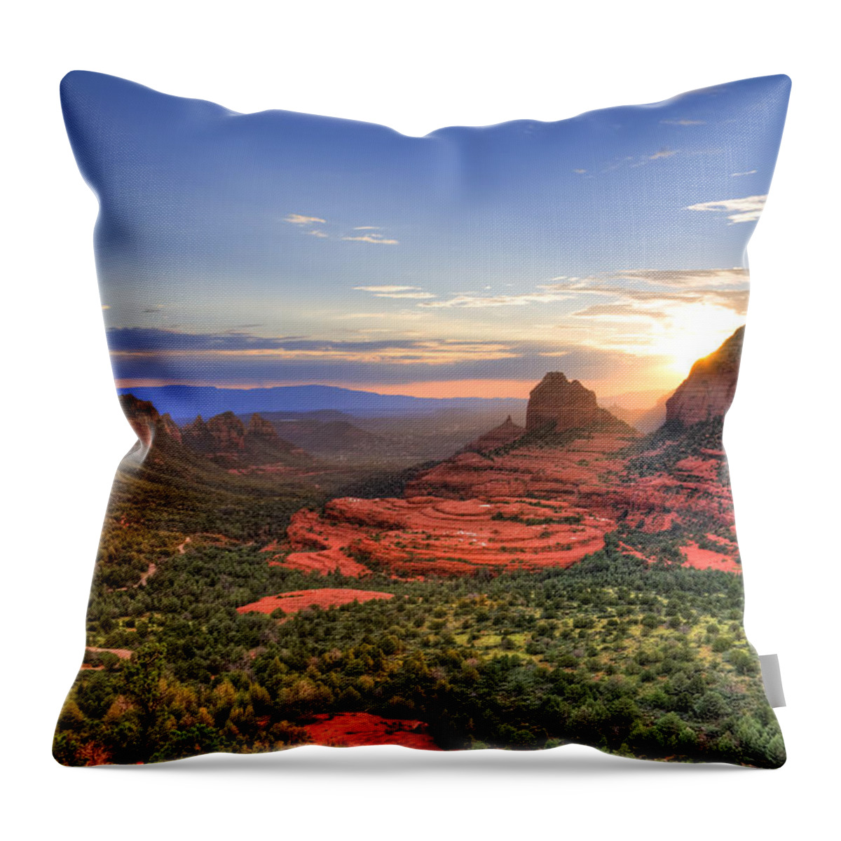 Red Rocks Throw Pillow featuring the photograph Schnebly Hill Sunset by Alexey Stiop