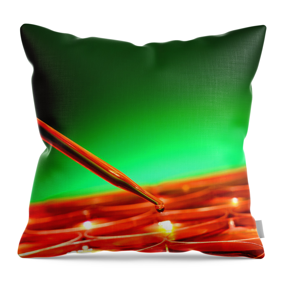 Petri Throw Pillow featuring the photograph Scientific Experiment in Science Research Lab by Olivier Le Queinec