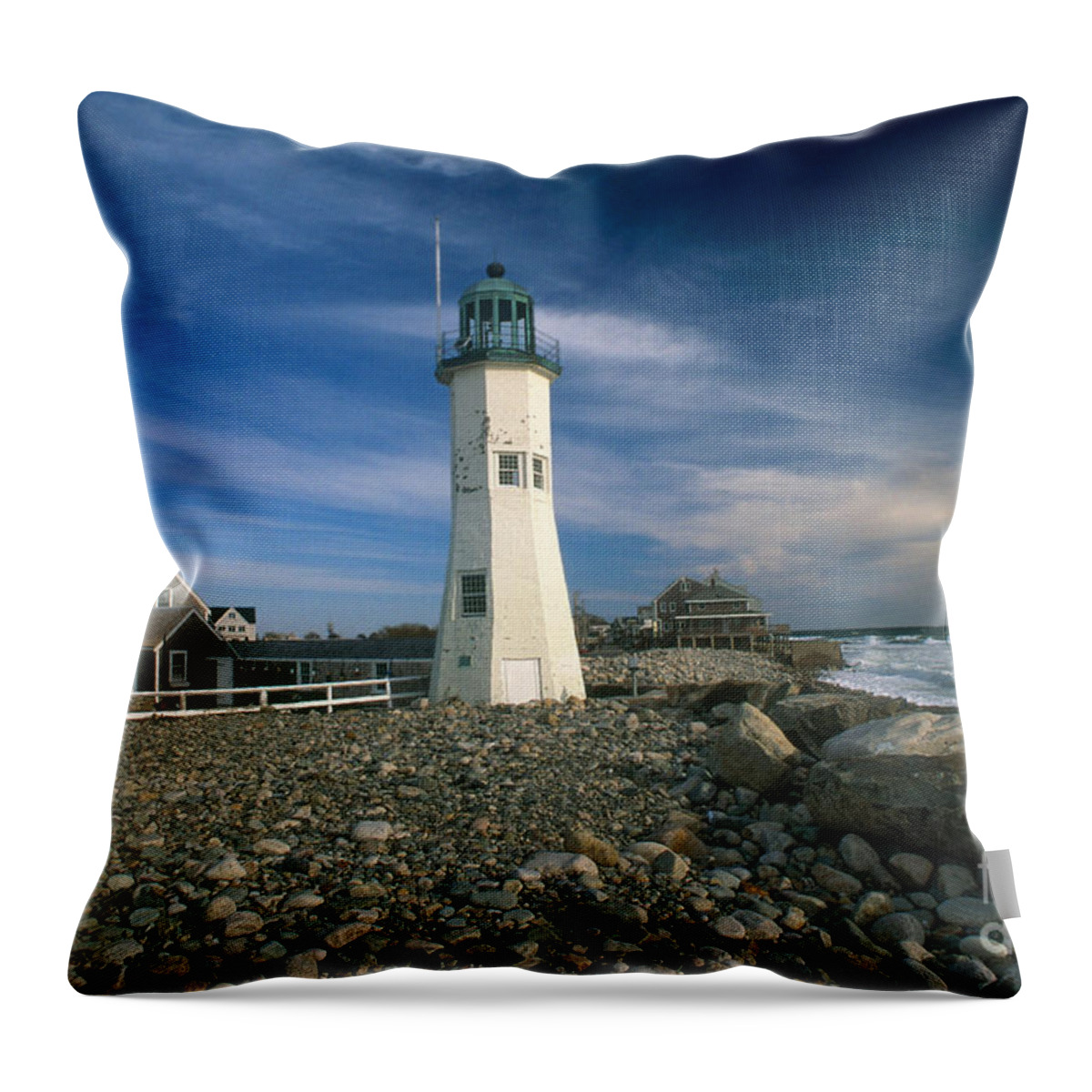 Lighthouse Throw Pillow featuring the photograph Scituate Lighthouse by Bruce Roberts