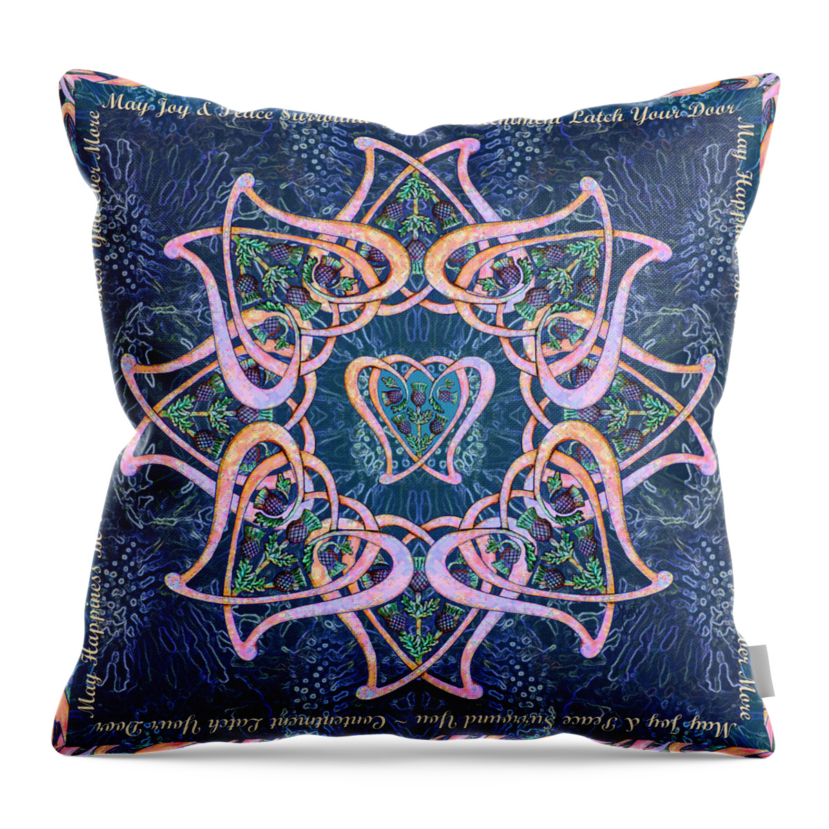 Scottish Blessing Throw Pillow featuring the digital art Scottish Blessing Celtic Hearts Duvet by Michele Avanti