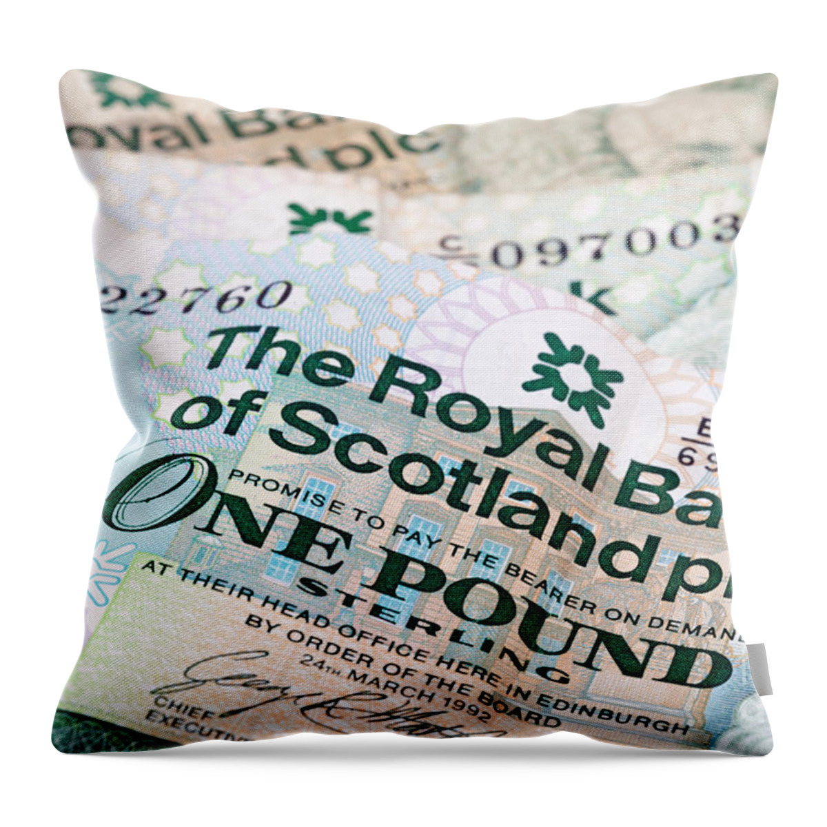 Scottish Throw Pillow featuring the photograph Scottish Pound Notes by Diane Macdonald