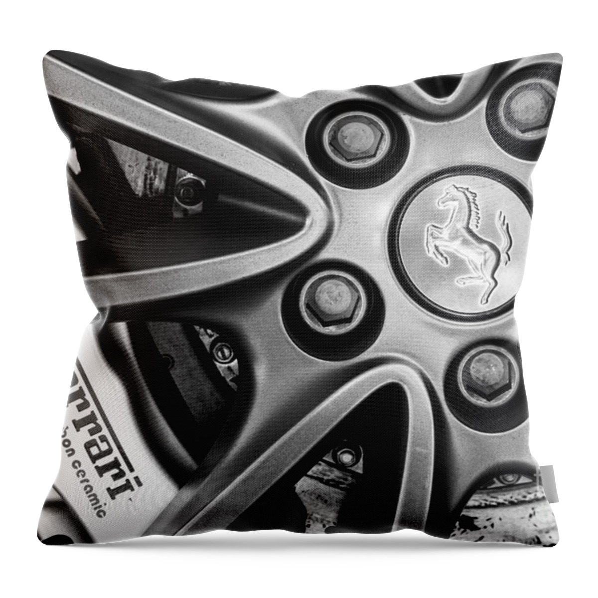 Ferrai F430 Scuderia 16m Throw Pillow featuring the photograph Scuderia 16M Wheel by Dennis Hedberg