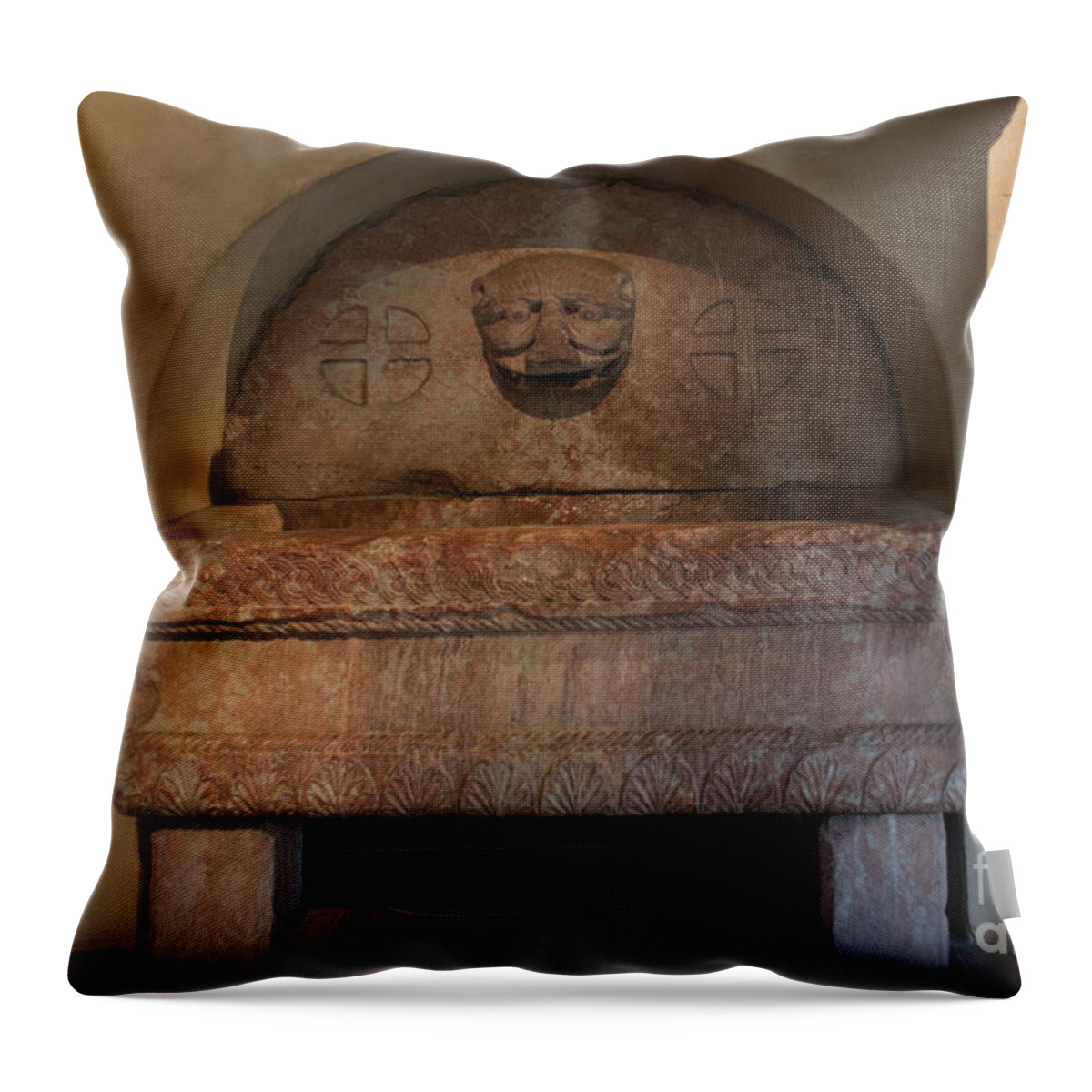 Church Throw Pillow featuring the digital art Sculpture at the Cloisters by Carol Ailles