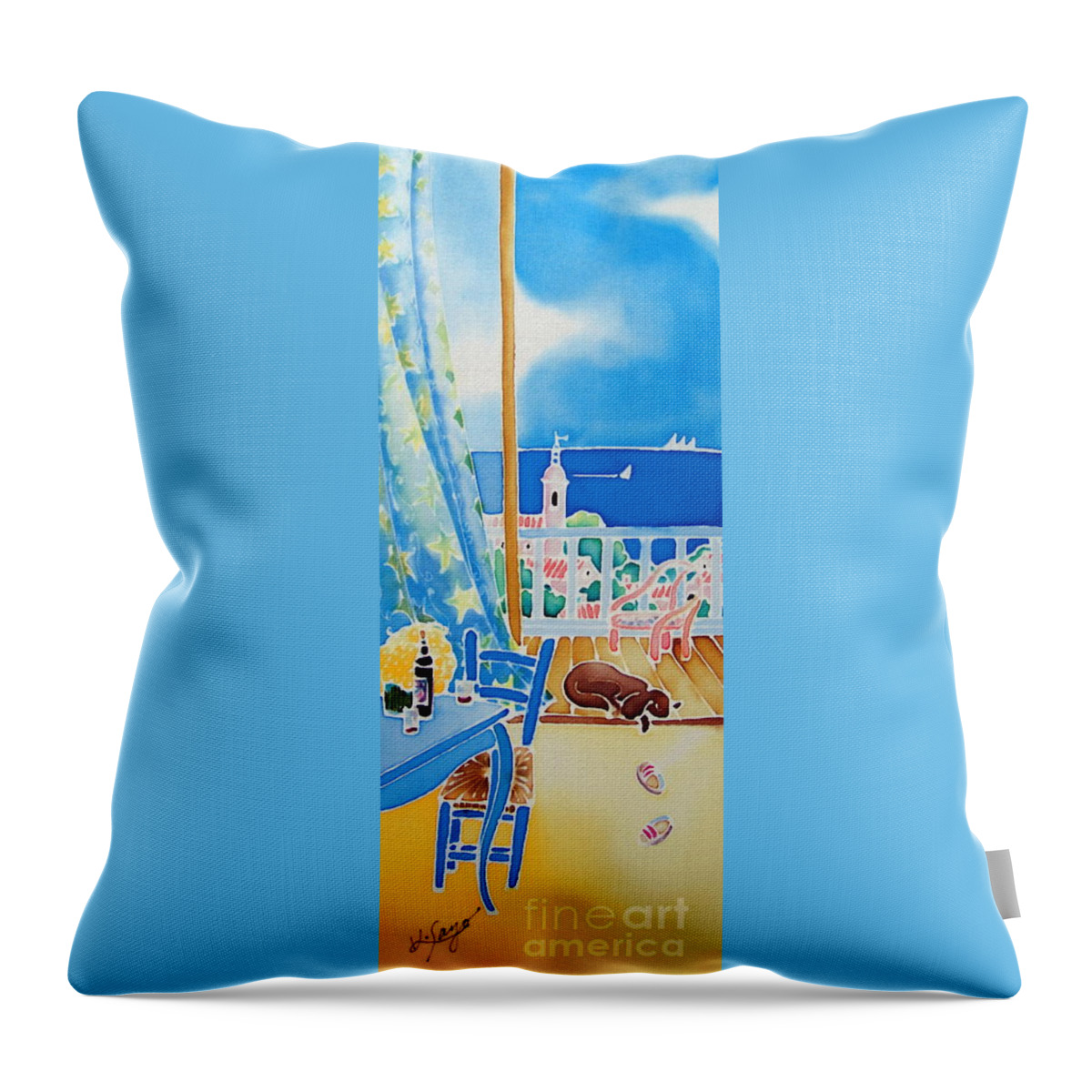 Sea Throw Pillow featuring the painting Sea breeze by Hisayo OHTA