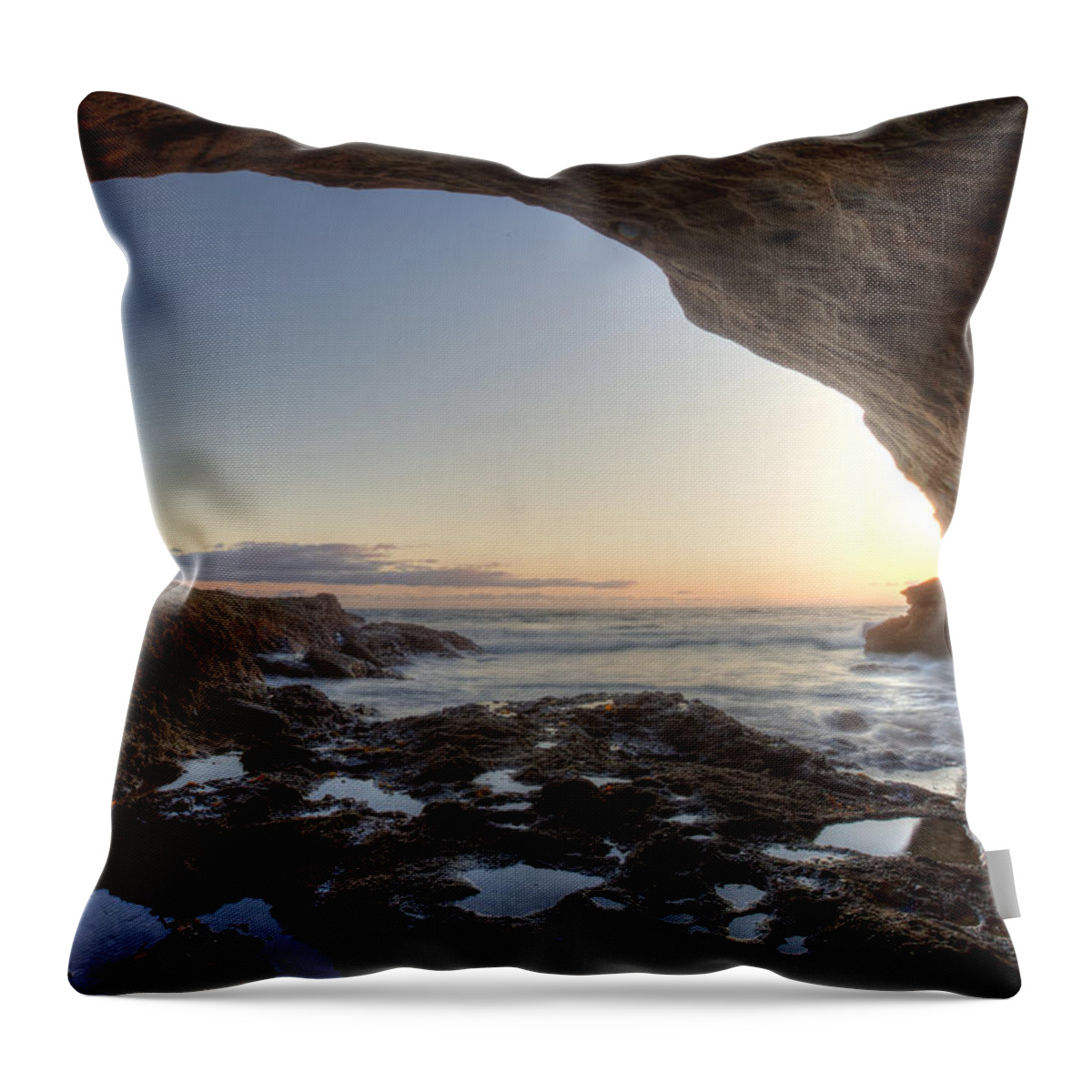 Cave Throw Pillow featuring the photograph Sea Cave at Thousand Steps Beach by Cliff Wassmann