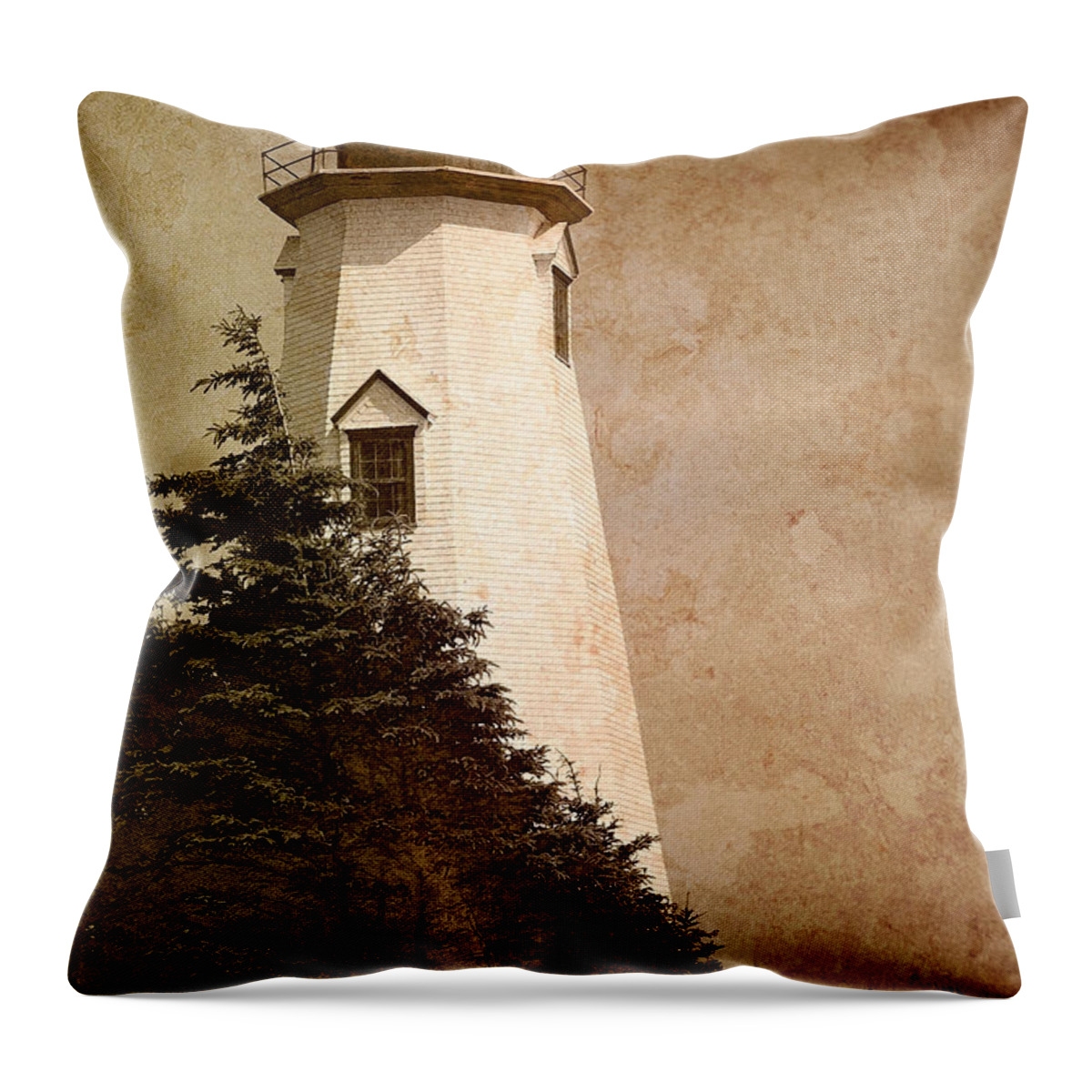 Lighthouse Throw Pillow featuring the photograph Sea Cow Head Lighthouse by WB Johnston