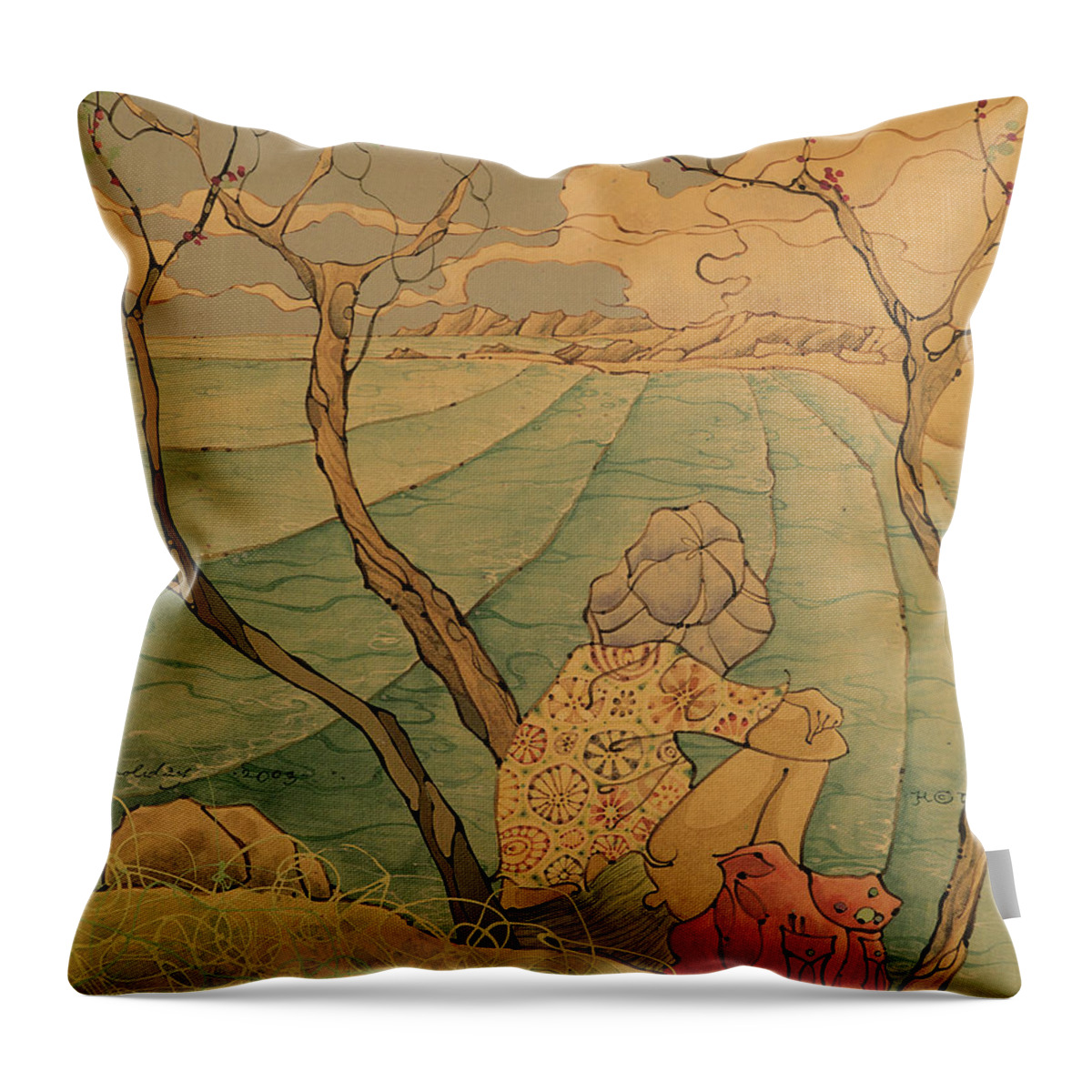 Harry Daily Throw Pillow featuring the painting Sea Gazer by Harry Holiday