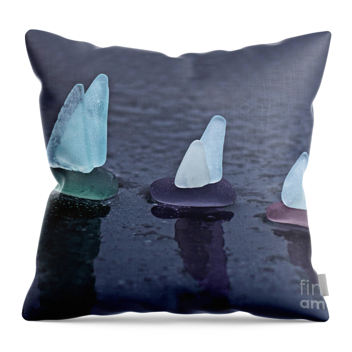 Sea Throw Pillow featuring the photograph Sea Glass Flotilla by Barbara McMahon