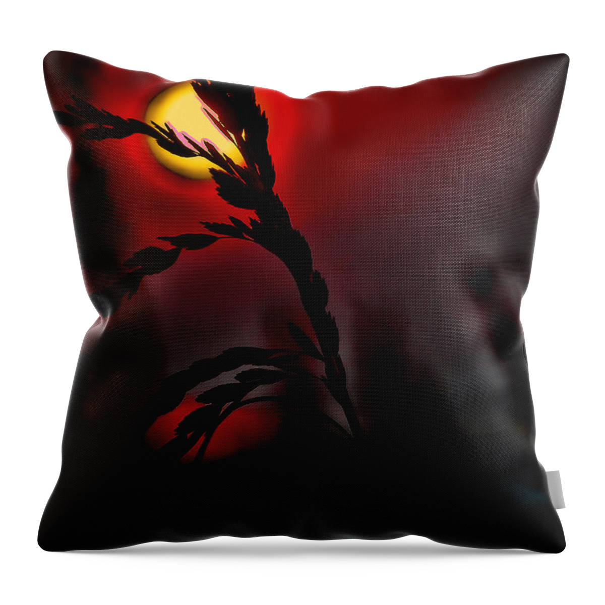 Palm Throw Pillow featuring the digital art Sea Grass in a Red Sky Morning by Michael Thomas