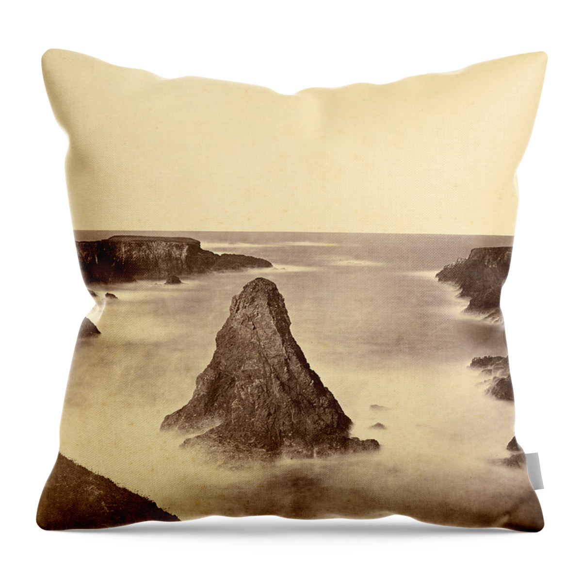 History Throw Pillow featuring the photograph Sea Stack, Mendocino, California, 1863 by Getty Research Institute