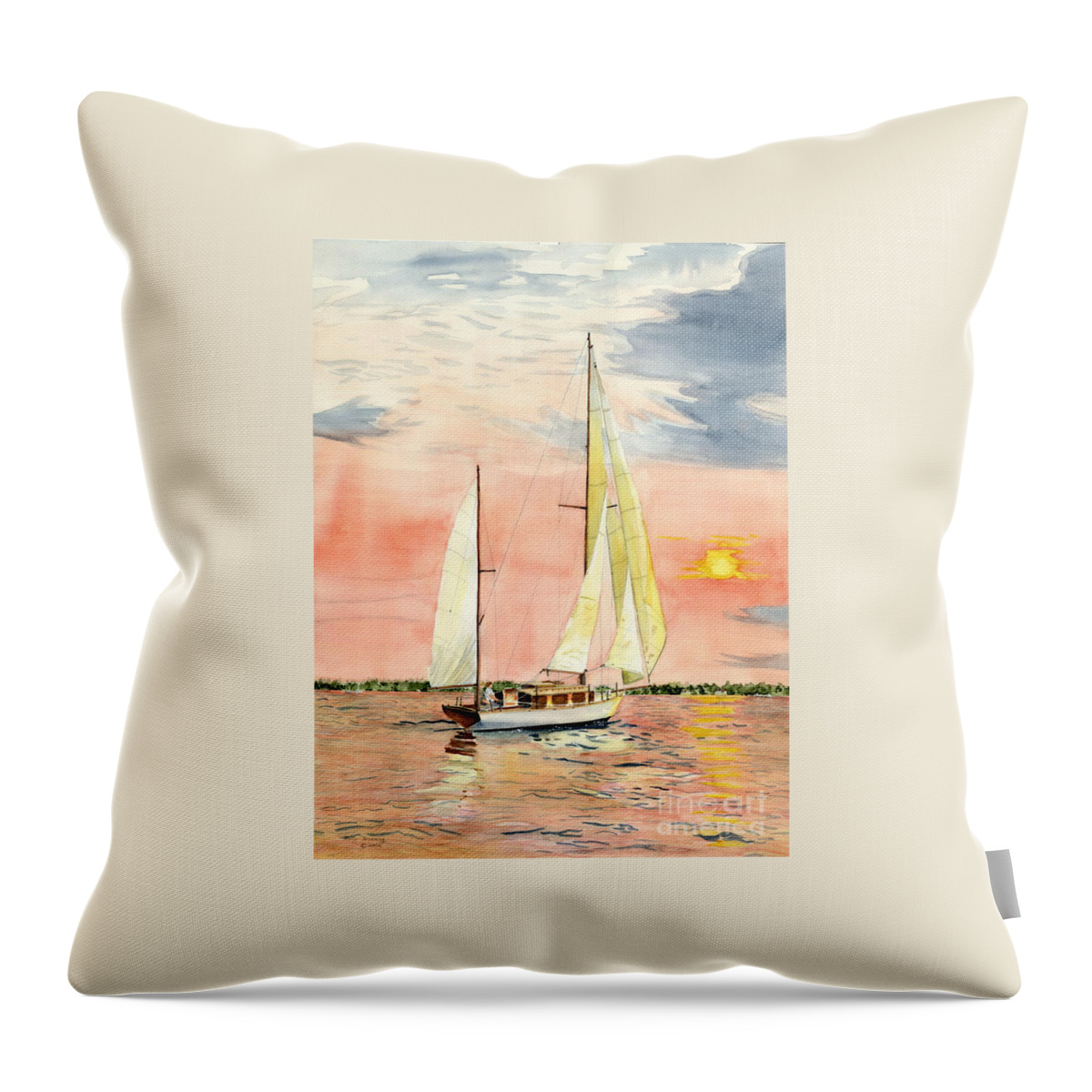 Sailing Boat Throw Pillow featuring the painting Sea Star by Melly Terpening