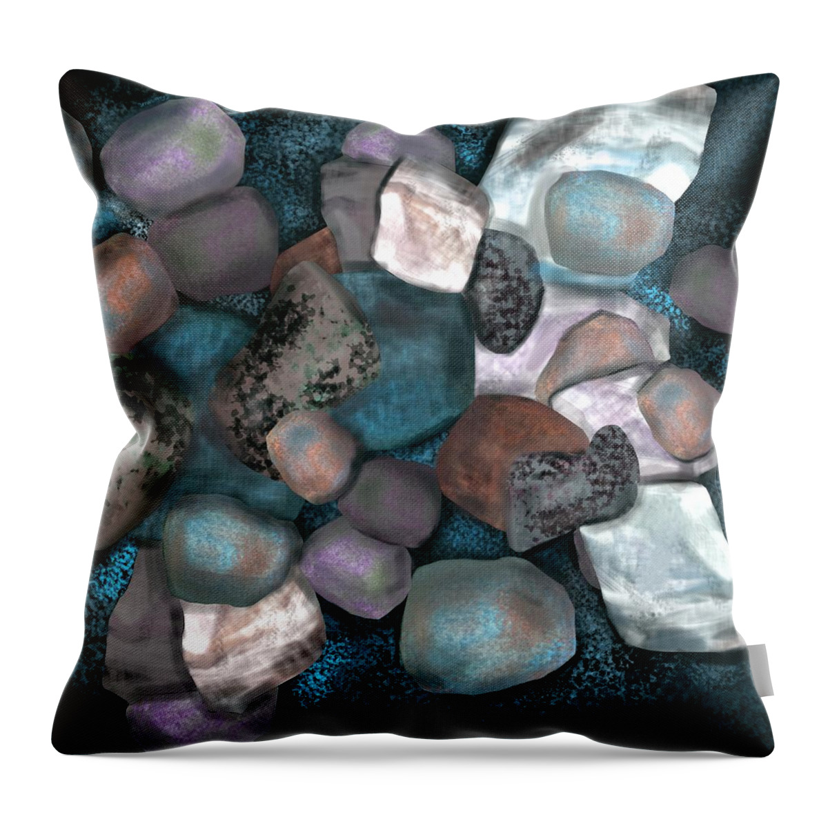 Stones Throw Pillow featuring the digital art Sea stones by Christine Fournier