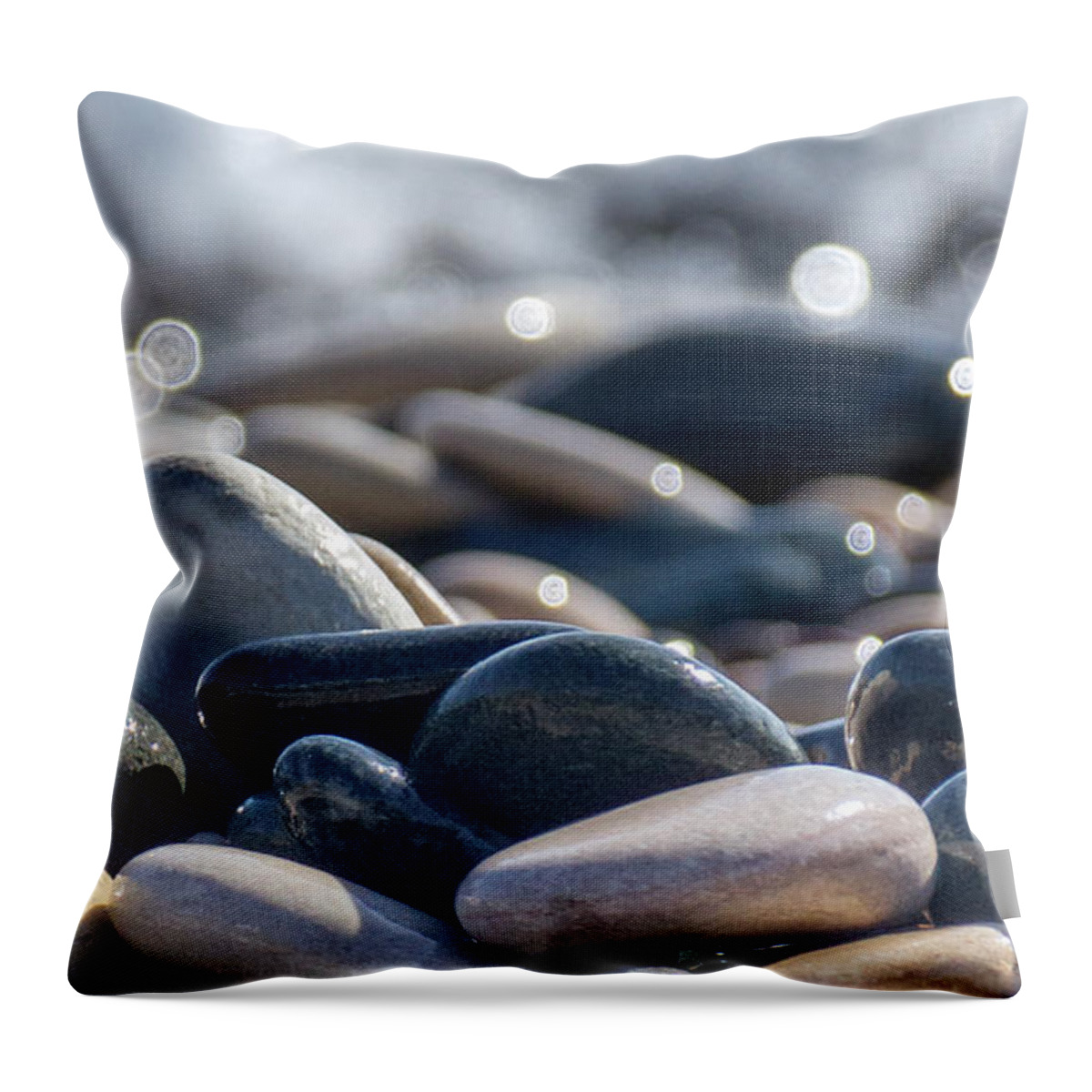 Abstract Throw Pillow featuring the photograph Sea Stones by Stelios Kleanthous