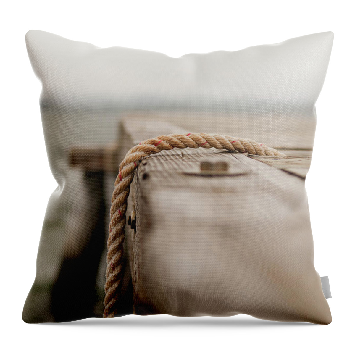 Rope Throw Pillow featuring the photograph Sea View From A Pontoon With Focus On A by G.g.bruno