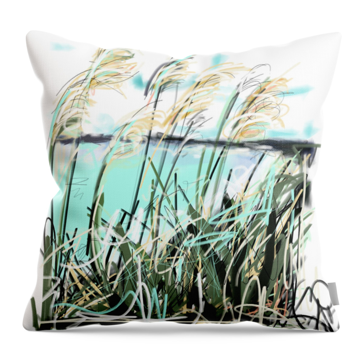 Sea Throw Pillow featuring the painting Sea View by Go Van Kampen