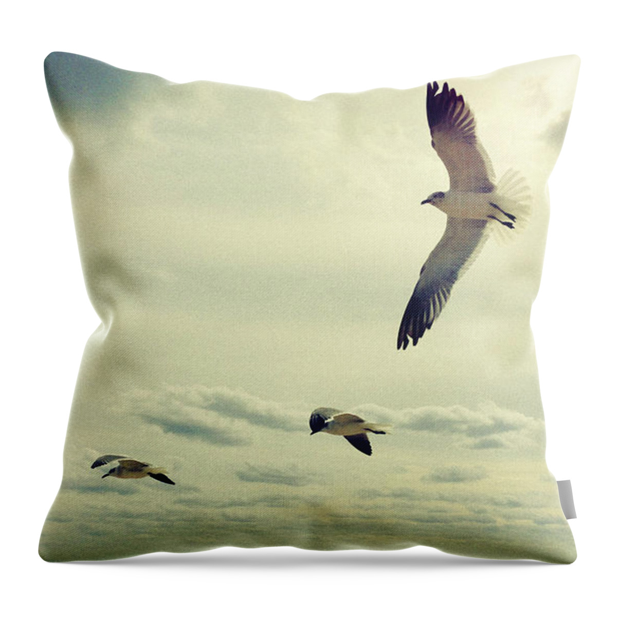 Fort Throw Pillow featuring the photograph Seagulls In Flight by Bradley R Youngberg