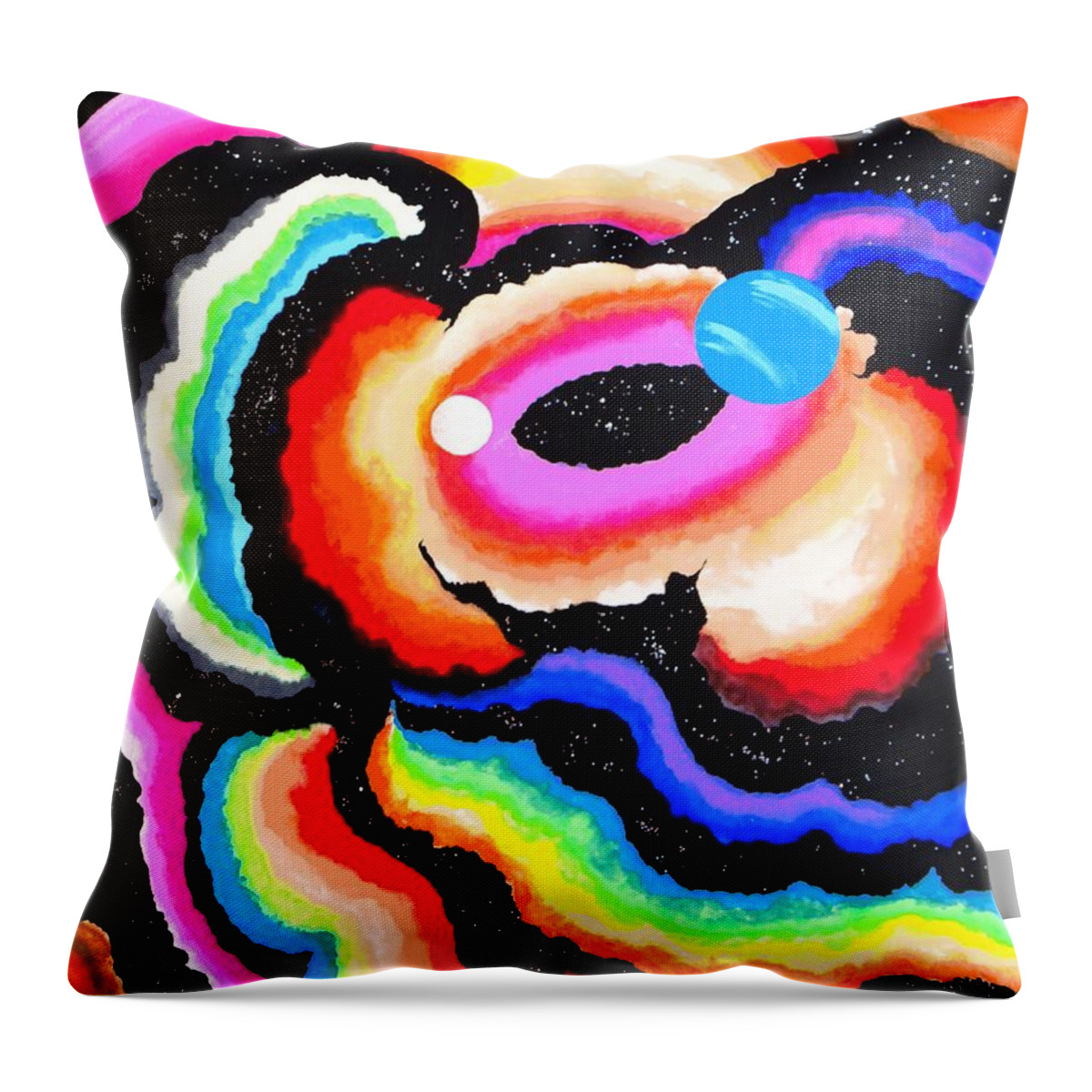 Abstract Throw Pillow featuring the painting Searching For ET IV by Carol Sabo