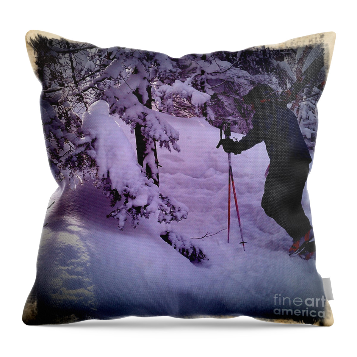 Ski Throw Pillow featuring the photograph Searching for Powder by James Aiken