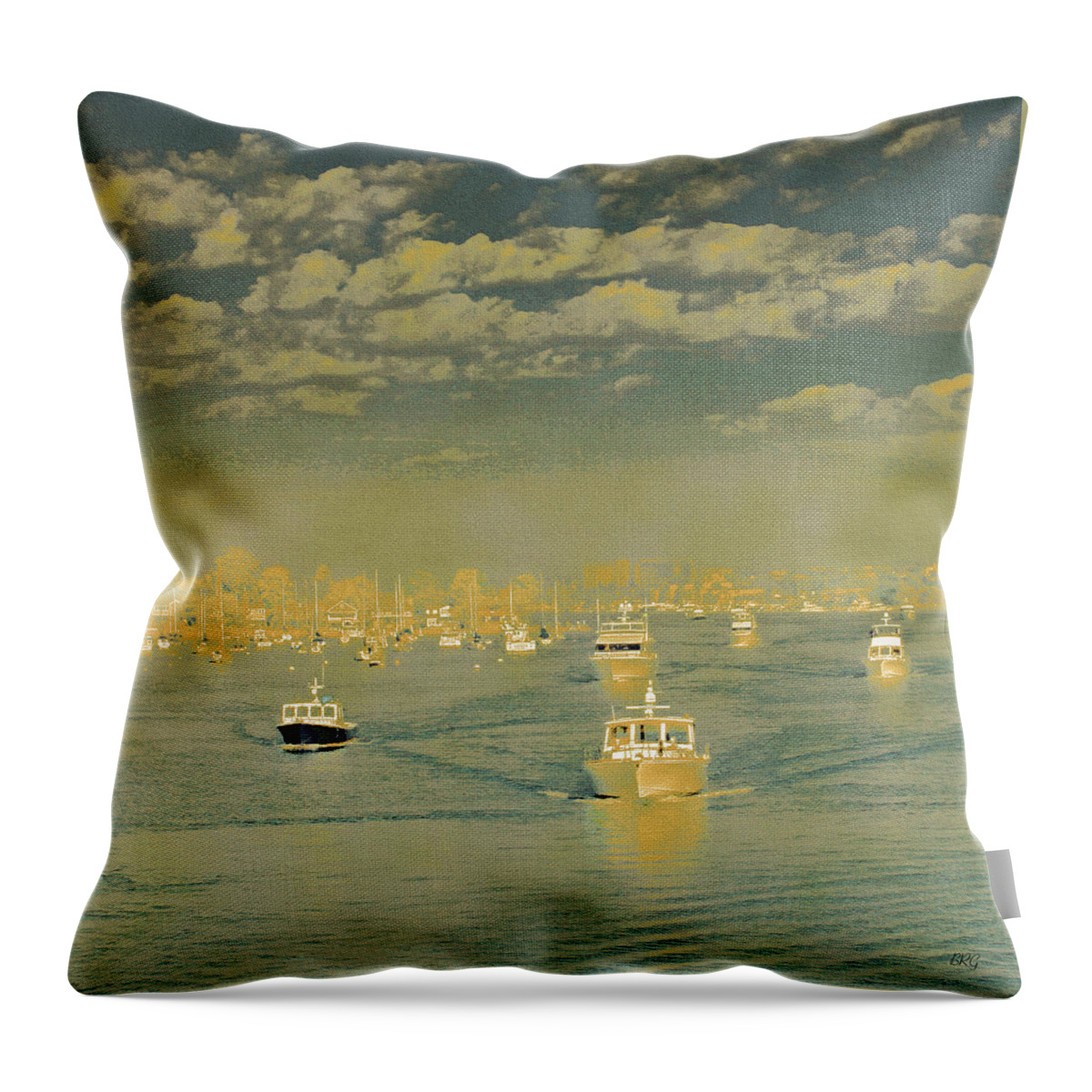 Nautical Throw Pillow featuring the photograph Seascape With Boats by Ben and Raisa Gertsberg