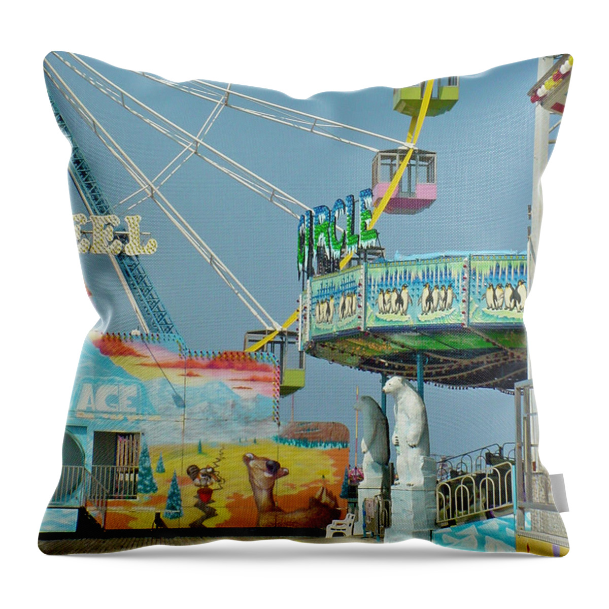 Landscape Throw Pillow featuring the photograph Seaside Funtown Ferris Wheel by Lyric Lucas