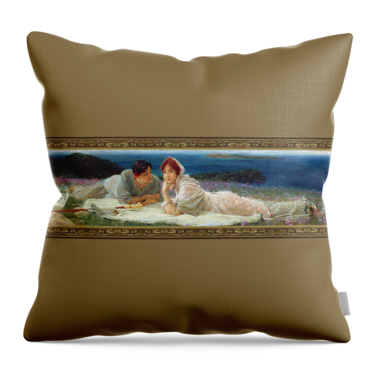 Seaside Romance Throw Pillow featuring the digital art Seaside romance by MotionAge Designs