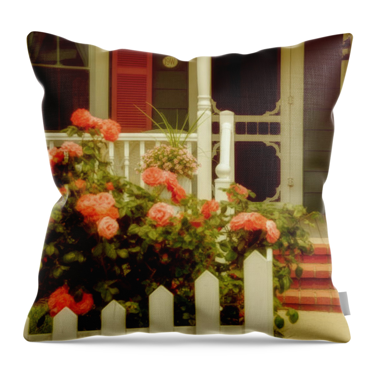 (architecture Or Architectural) Throw Pillow featuring the photograph Seaside Victorian Cottage by Debra Fedchin