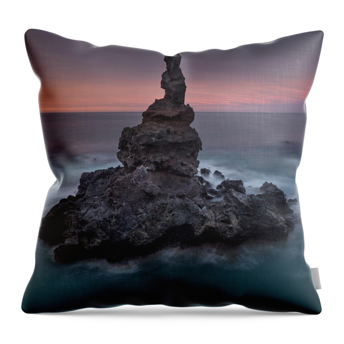 533783 Throw Pillow featuring the photograph Seastack At Dawn Tumbledown Bay New by Colin Monteath