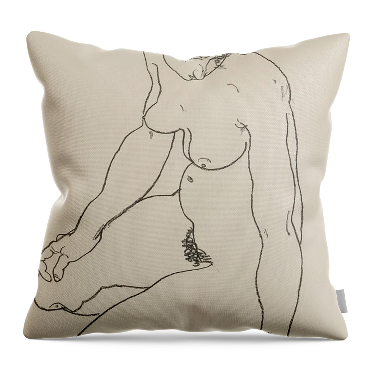 Woman Throw Pillow featuring the painting Seated Female Nude, 1918 by Egon Schiele