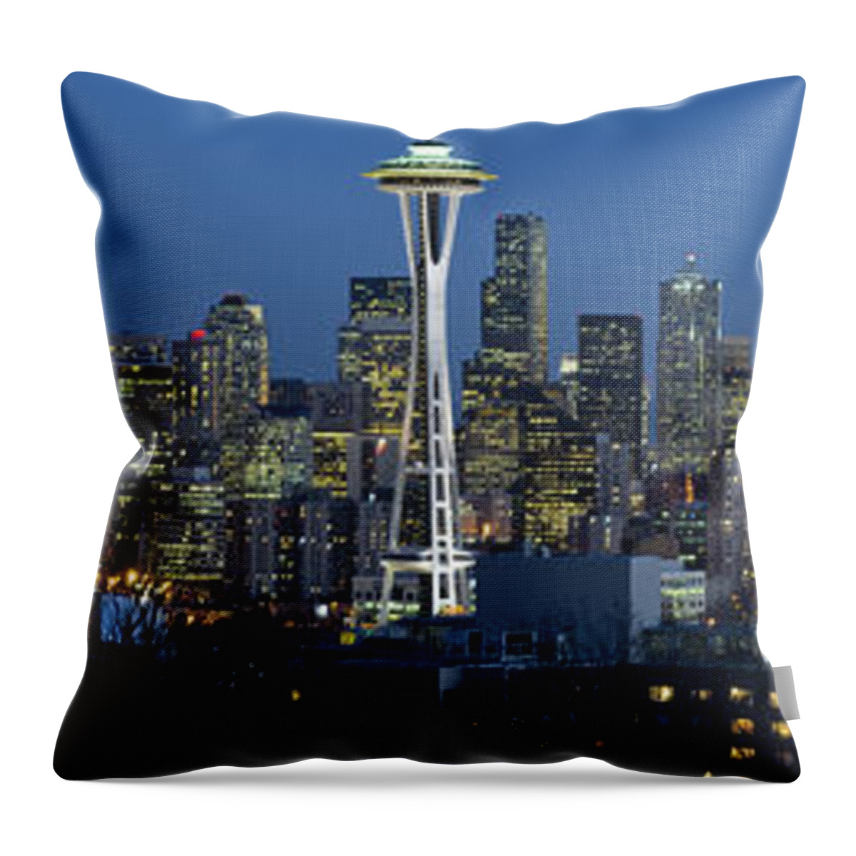 Seattle Throw Pillow featuring the photograph Seattle Evening Skyline by Georgia Clare