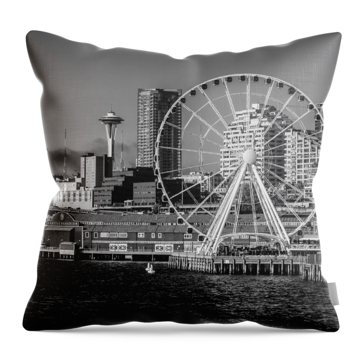 Great Throw Pillow featuring the photograph Seattle's Great Wheel by Kyle Wasielewski