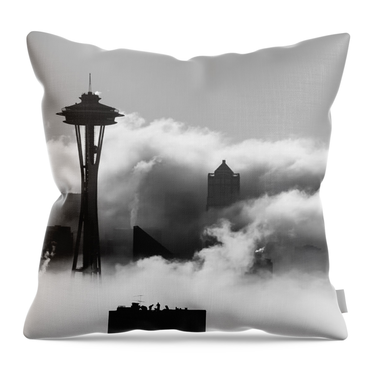 Heavy Throw Pillow featuring the photograph Seattle Fog by Kyle Wasielewski