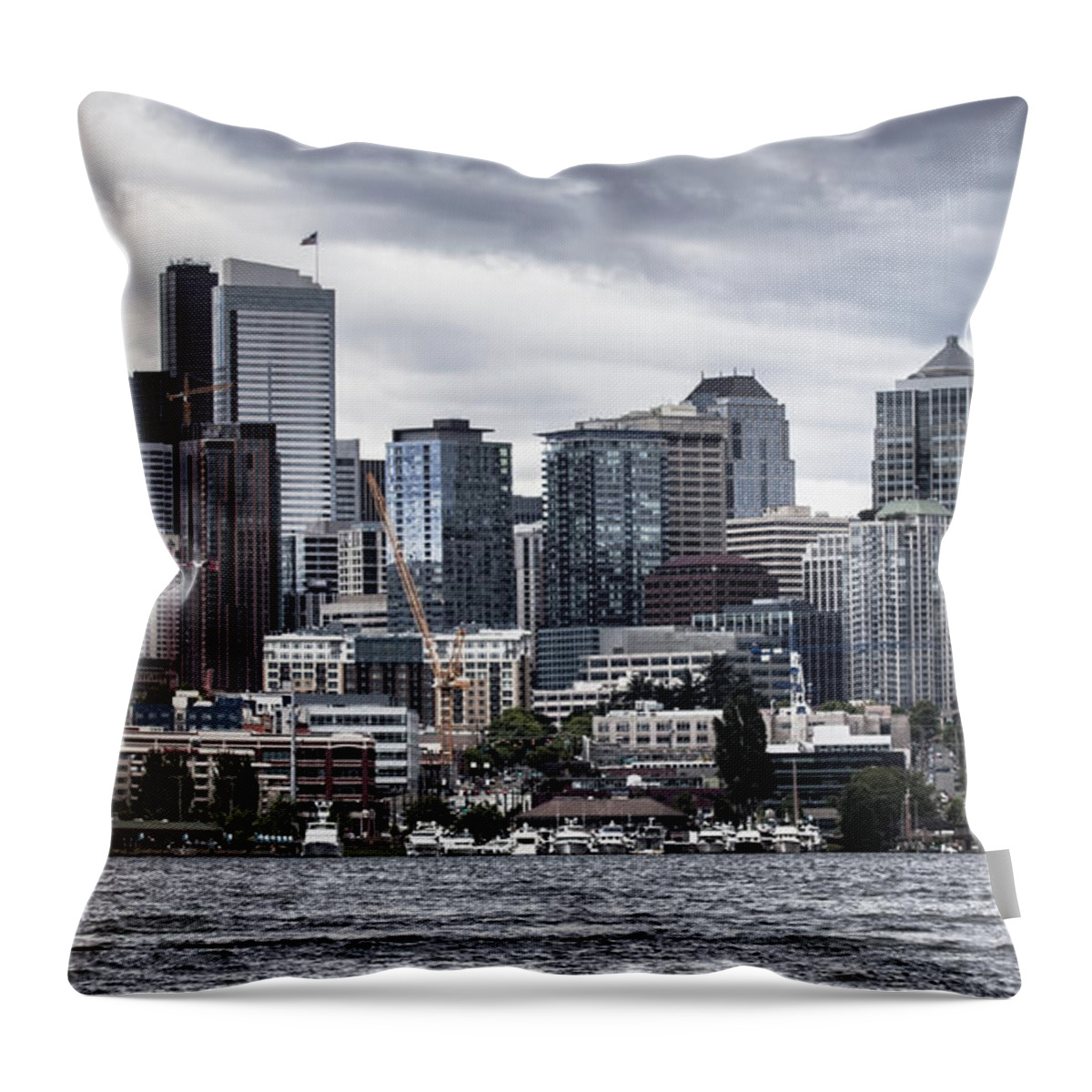 Seattle's Skyline Throw Pillow featuring the photograph Seattle's Skyline by Jeff Swanson