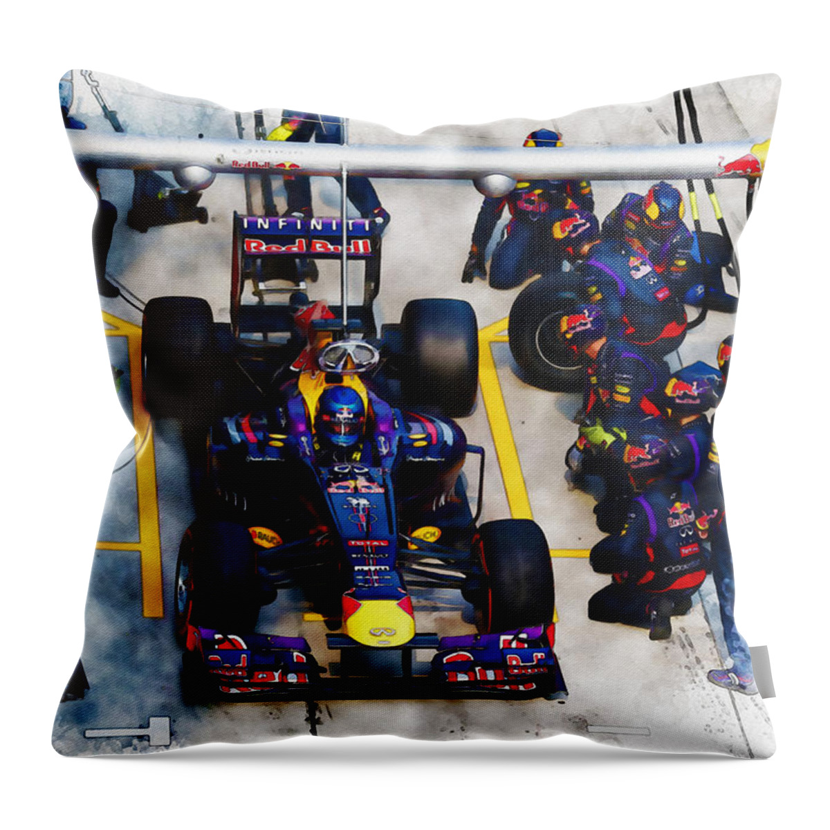 Formula One Racing Throw Pillow featuring the digital art Sebastian Vettel of Germany by Don Kuing