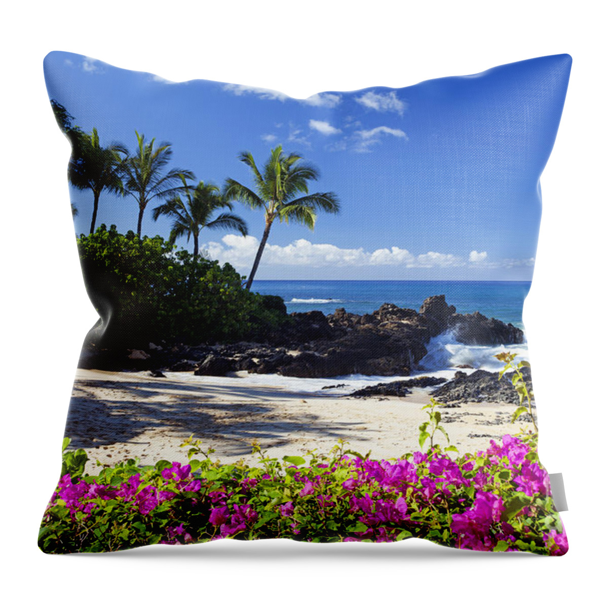 Tropical Throw Pillow featuring the photograph Secret Beach Makena by David Olsen