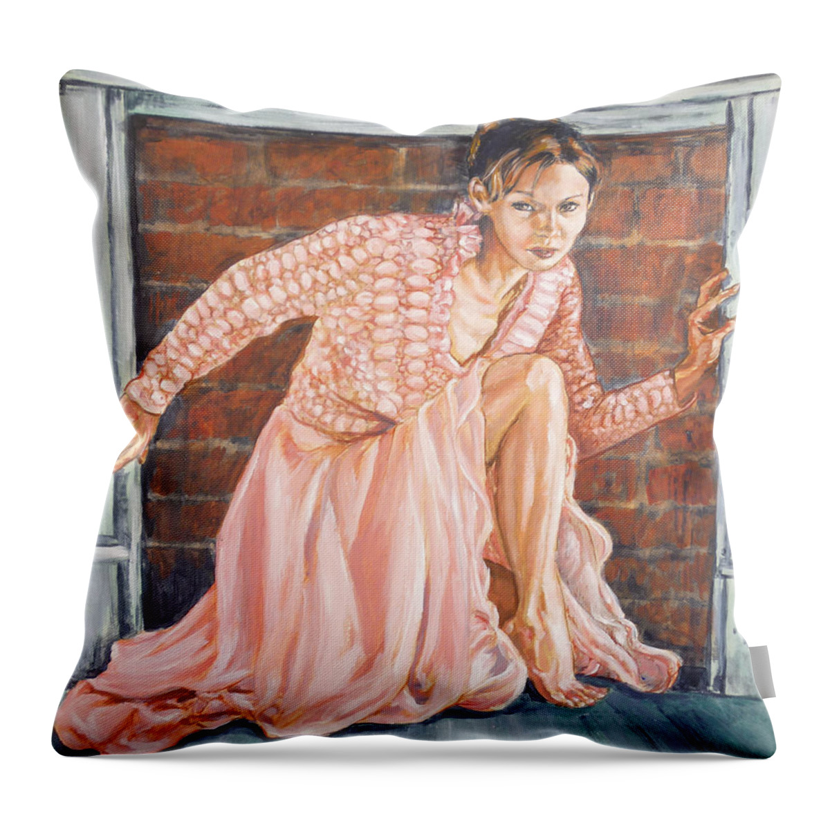 Blonde Throw Pillow featuring the painting Secret Passage by Bryan Bustard