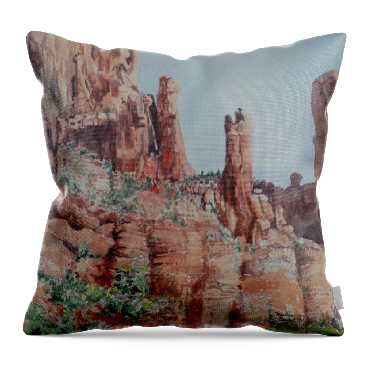 Sedona Throw Pillow featuring the painting Sedona by Marilyn Clement